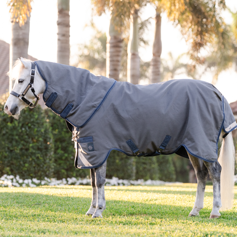 Horseware - Couverture d'extérieur Rhino HexStop Plus Pony gris/ indigo/ marine 250g | - Ohlala