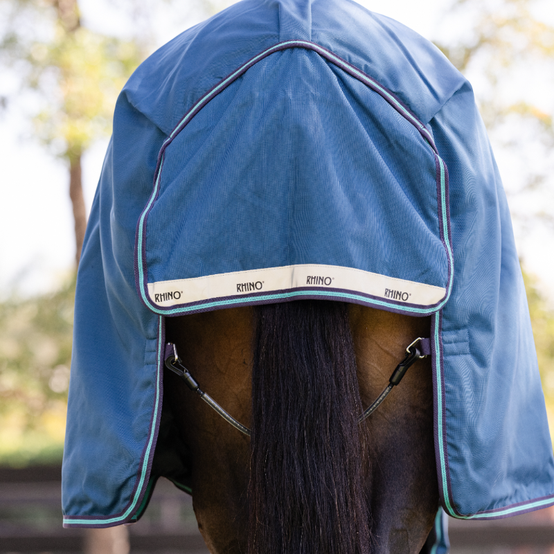 Horseware - Couverture d'extérieur Rhino Turnout marine/ gris/ aqua 100g | - Ohlala