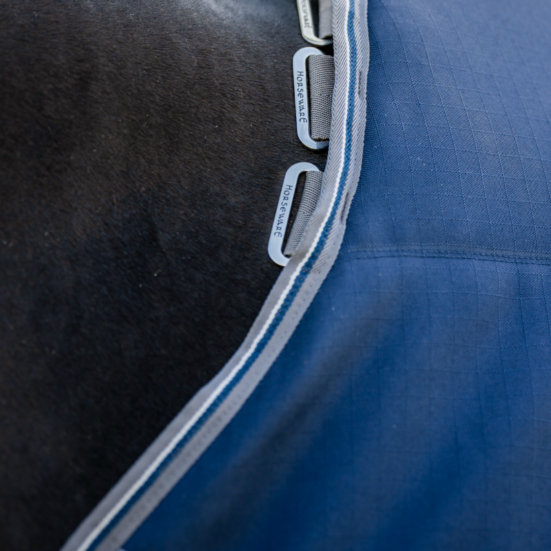 Horseware - Couverture de box Rambo Optimo Stable marine/ thunderstorm grey/ argent 200g | - Ohlala