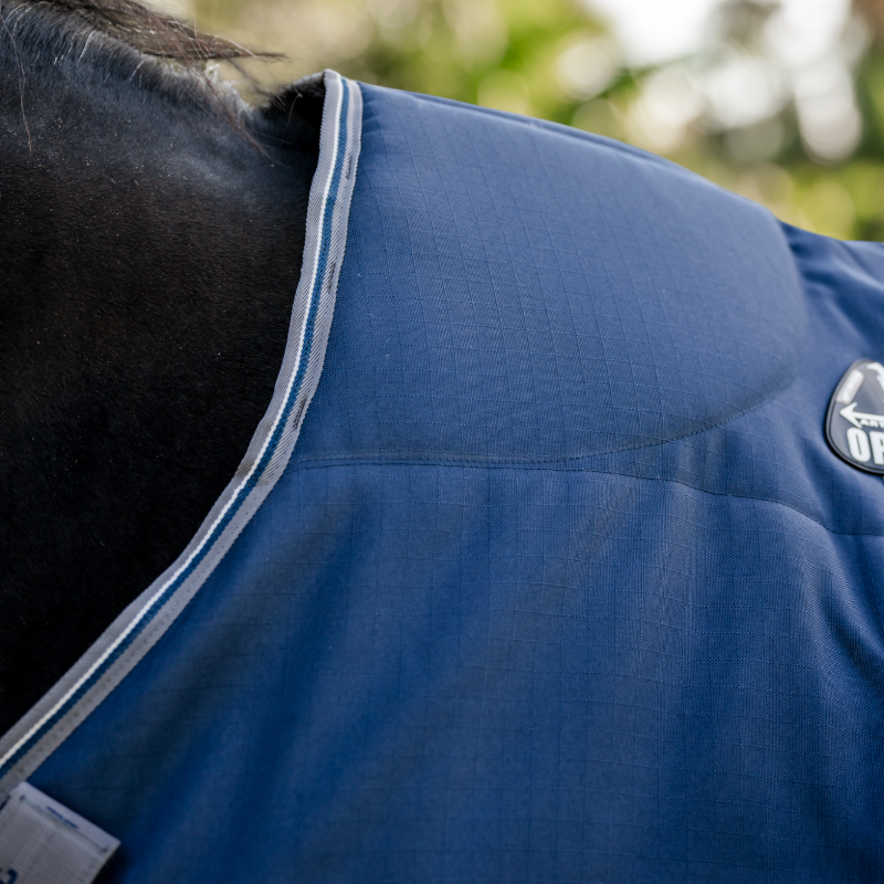 Horseware - Couverture de box Rambo Optimo Stable marine/ thunderstorm grey/ argent 200g | - Ohlala