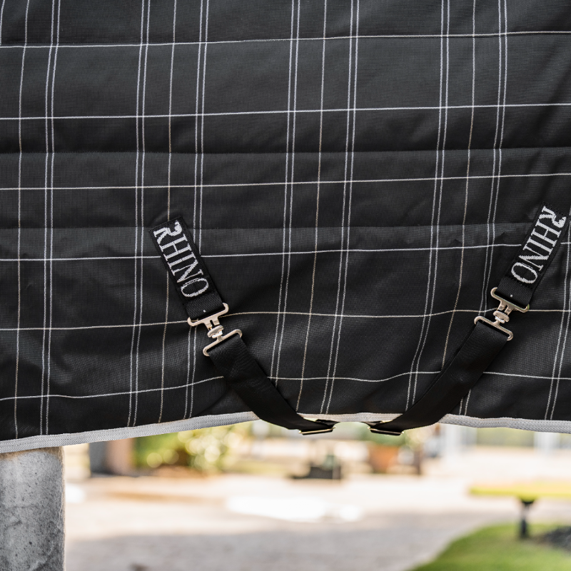 Horseware - Couverture de box Rhino Stable VL noir/ gris/ blanc à carreaux/ gris 350g | - Ohlala