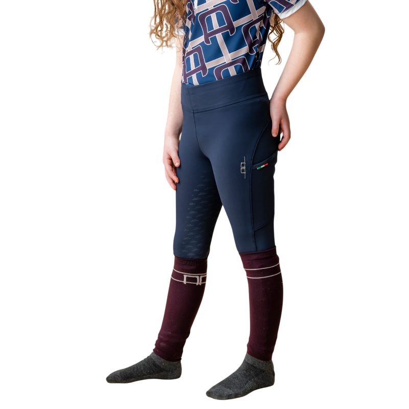 Horseware - Legging d'équitation enfant Alba Brushed marine full grip | - Ohlala