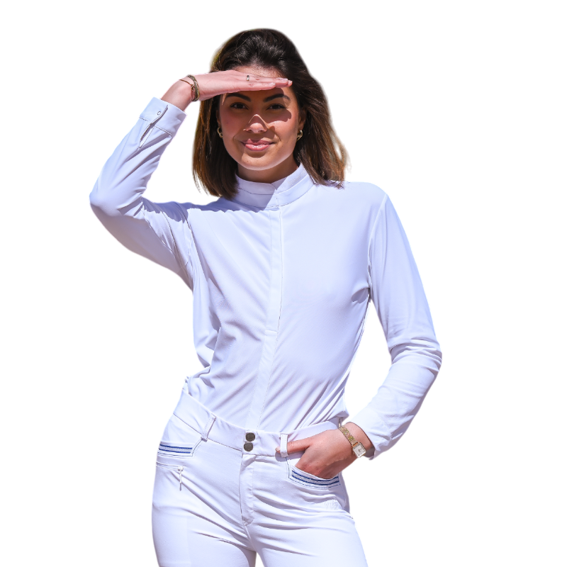 Jump'In - Chemise manches longues de concours femme Carla blanc | - Ohlala