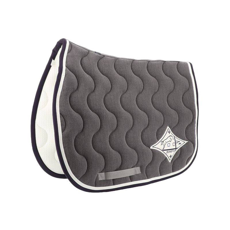 Jump'In - Tapis de selle gris chiné/ blanc/ marine | - Ohlala