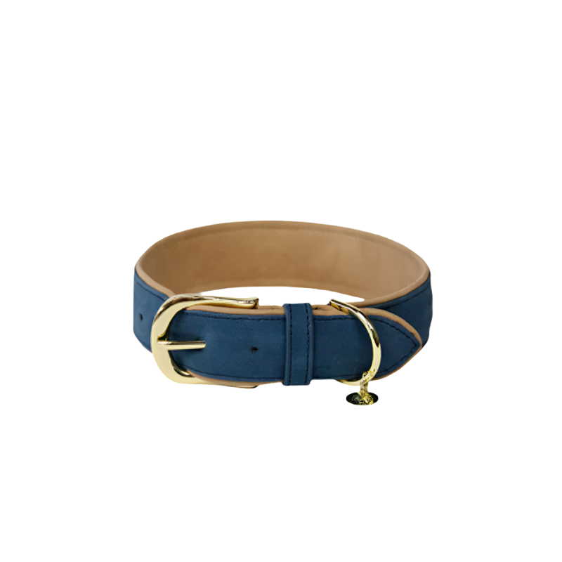 Kentucky Dogwear - Collier pour chien vegan leather navy/beige