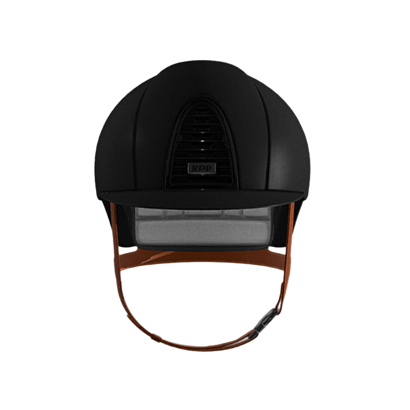 KEP - Casque d'équitation Cromo 2.0 matt noir jugulaire beige visière standard | - Ohlala