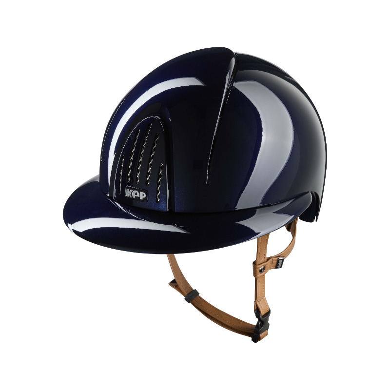 KEP - Casque d'équitation Smart Nova Metal Polish blue visière polo jugulaire beige | - Ohlala