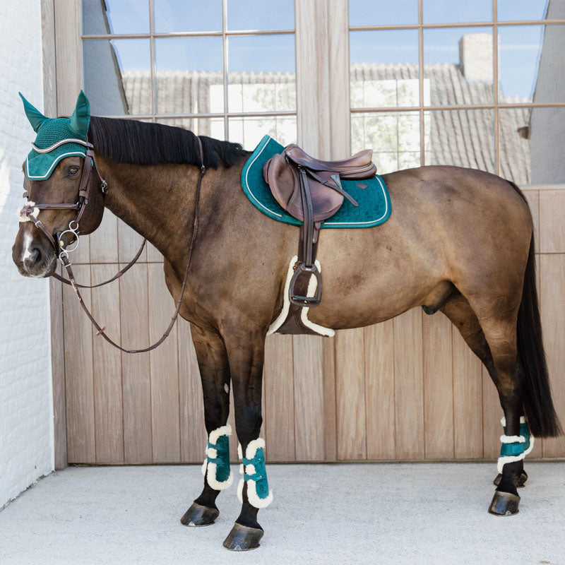 Kentucky Horsewear - Protège-boulets jeunes chevaux mouton vegan Velvet émeraude | - Ohlala