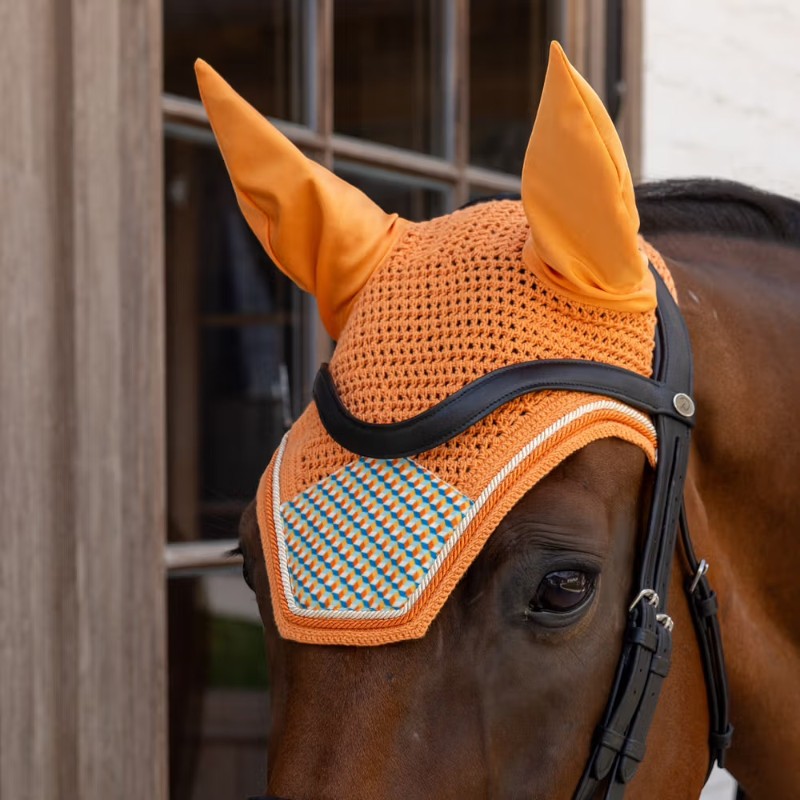 Kentucky Horsewear - Bonnet pour chevaux Wellington Velvet Printing cubes colorfull | - Ohlala