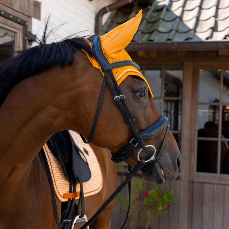 Kentucky Horsewear - Bonnet pour chevaux Wellington Velvet Printing flags orange | - Ohlala
