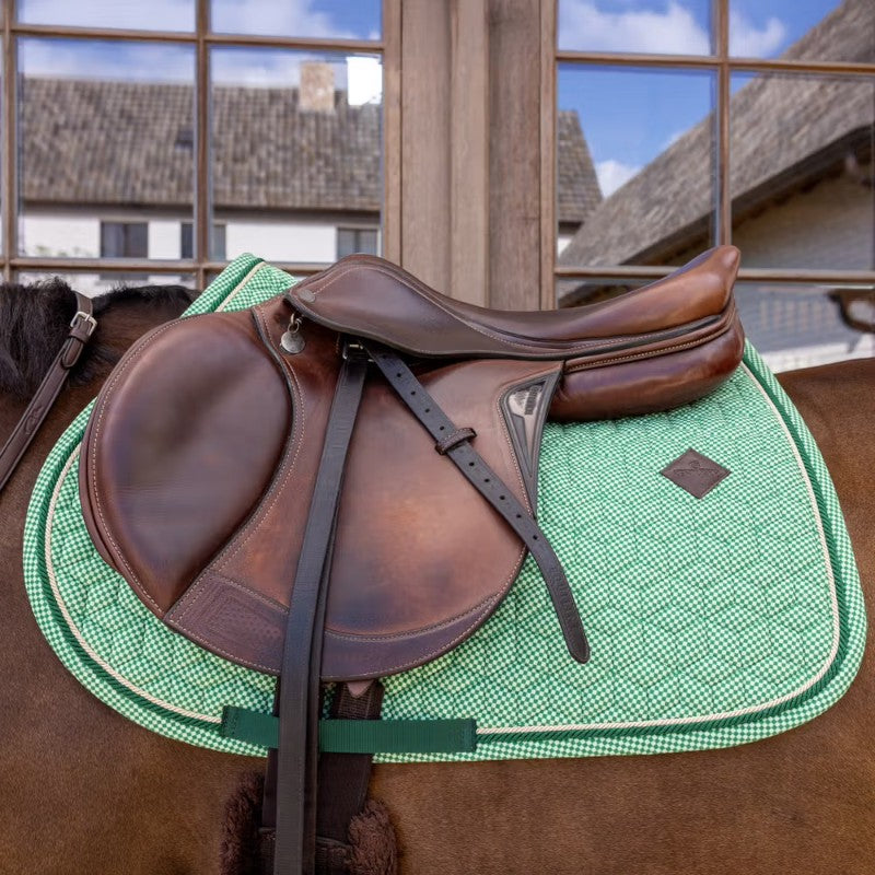 Kentucky Horsewear - Tapis de selle Velvet Printing chess vert | - Ohlala