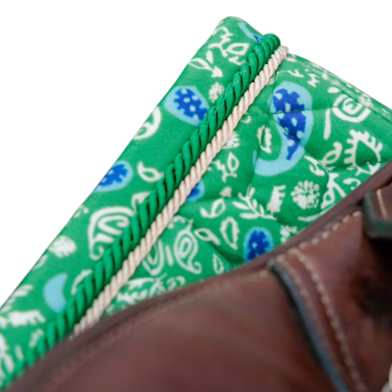 Kentucky Horsewear - Tapis de selle Velvet Printing paisley garden vert/ marine | - Ohlala