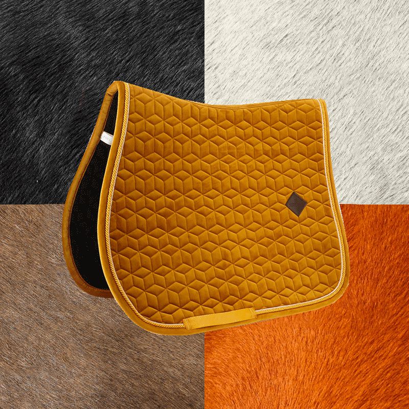 Kentucky Horsewear - Tapis de selle Velvet Jumping Moutarde | - Ohlala