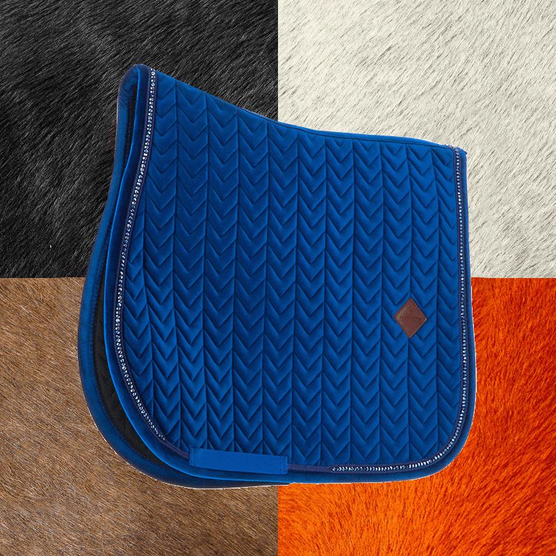 Kentucky Horsewear - Tapis de selle Velvet Pearls jumping marine | - Ohlala