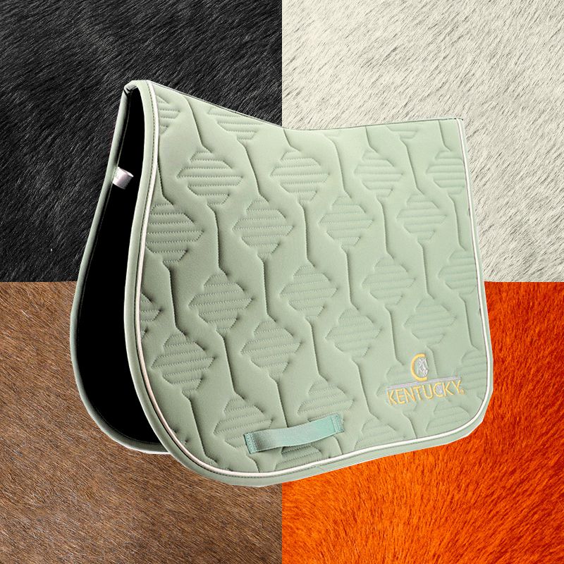 Kentucky Horsewear - Tapis de selle color edition cuir logo menthe | - Ohlala