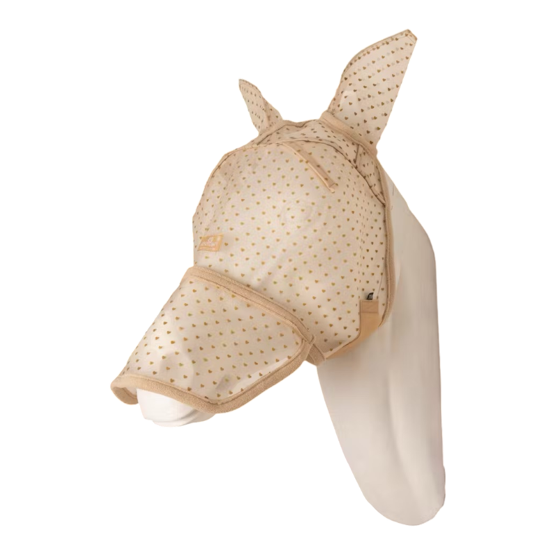 Kentucky Horsewear - Masque anti-mouches Heart avec oreilles et nez beige | - Ohlala