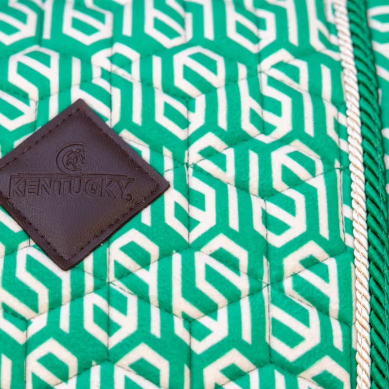 Kentucky Horsewear - Tapis de selle Velvet Printing maze cipher vert/ blanc | - Ohlala