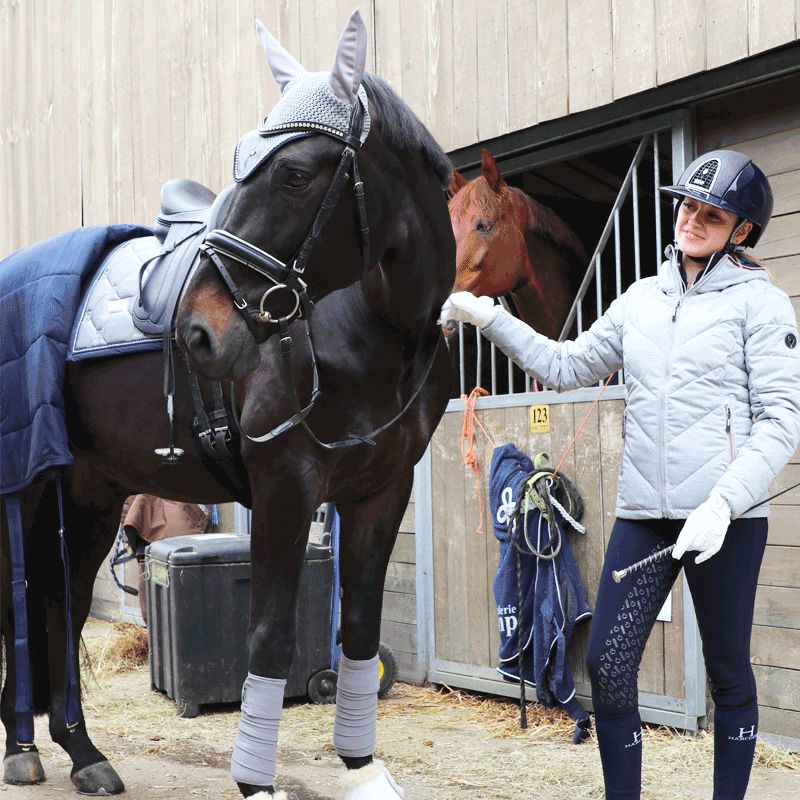 Equithème - Veste matelassée manches longues femme Lara gris chiné | - Ohlala