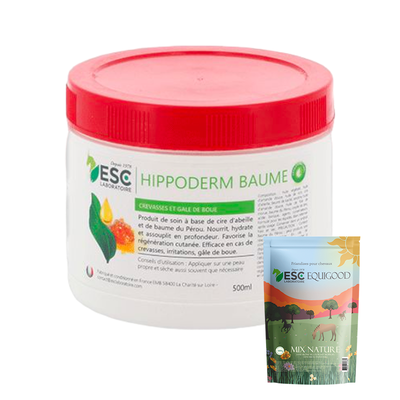 ESC Laboratoire - Hippoderme anti-kloven balsem pakket + Equigood Mix lekkernijen 