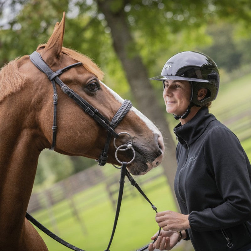 Pénélope - Casque d'équitation visière polo noir brillant Pénélope X Freejump | - Ohlala