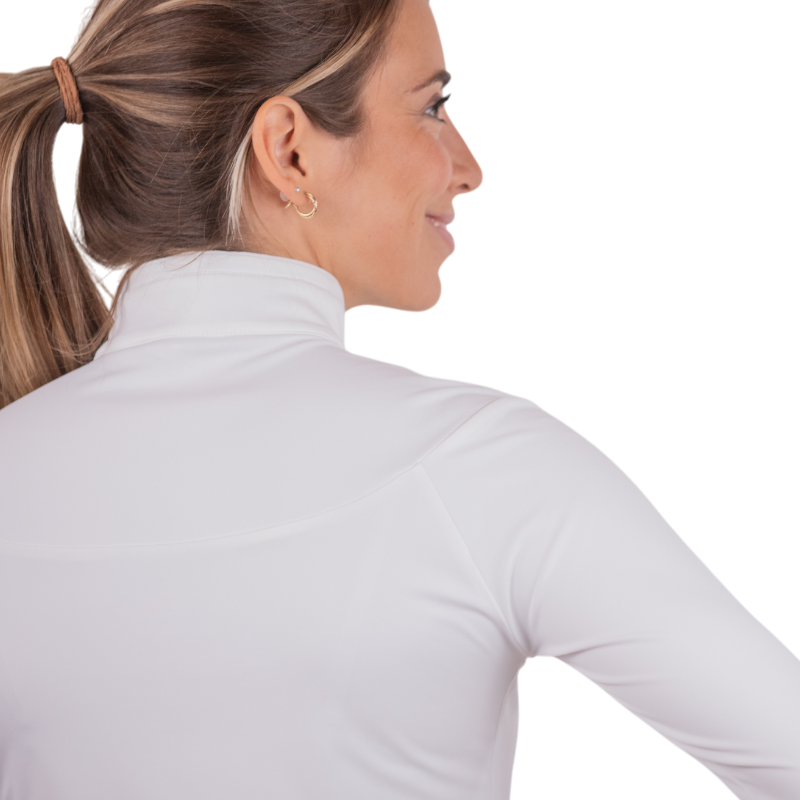Pénélope - Polo de concours manches longues femme Toscane blanc | - Ohlala