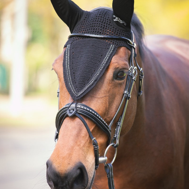Pénélope Store - Bonnet pour chevaux long Strass noir