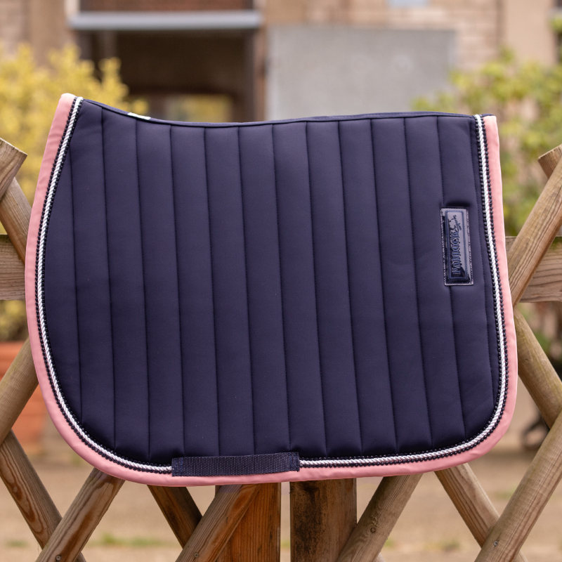 Paddock Sports - Tapis de selle Verticali marine/rose | - Ohlala