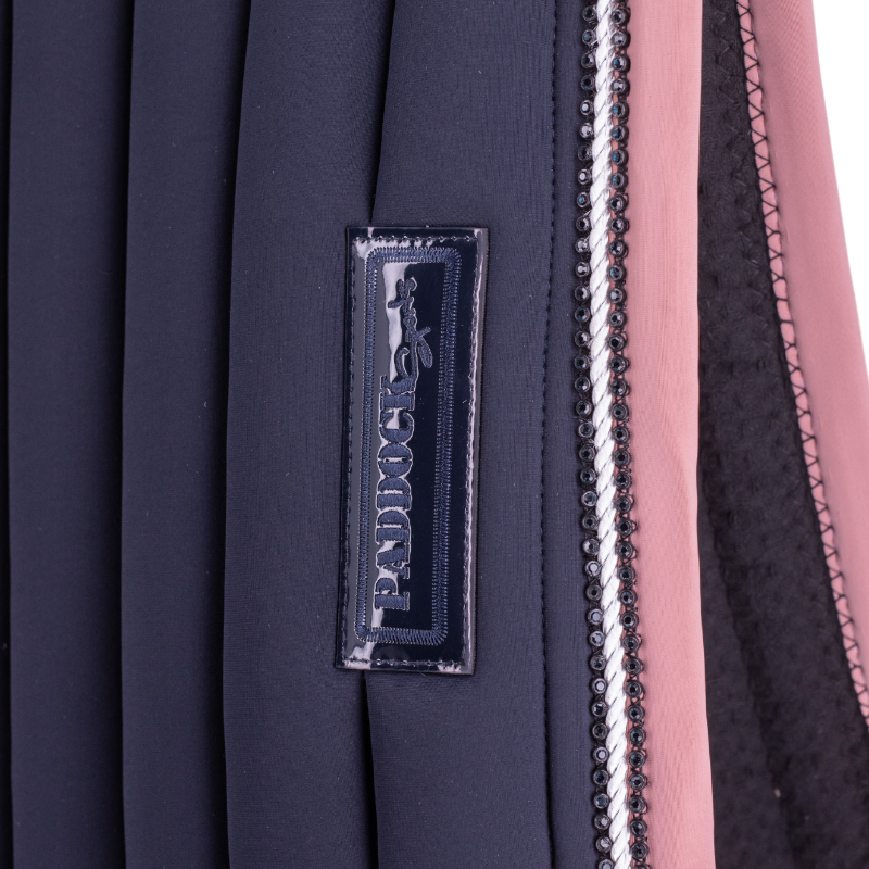 Paddock Sports - Tapis de selle Verticali marine/rose | - Ohlala