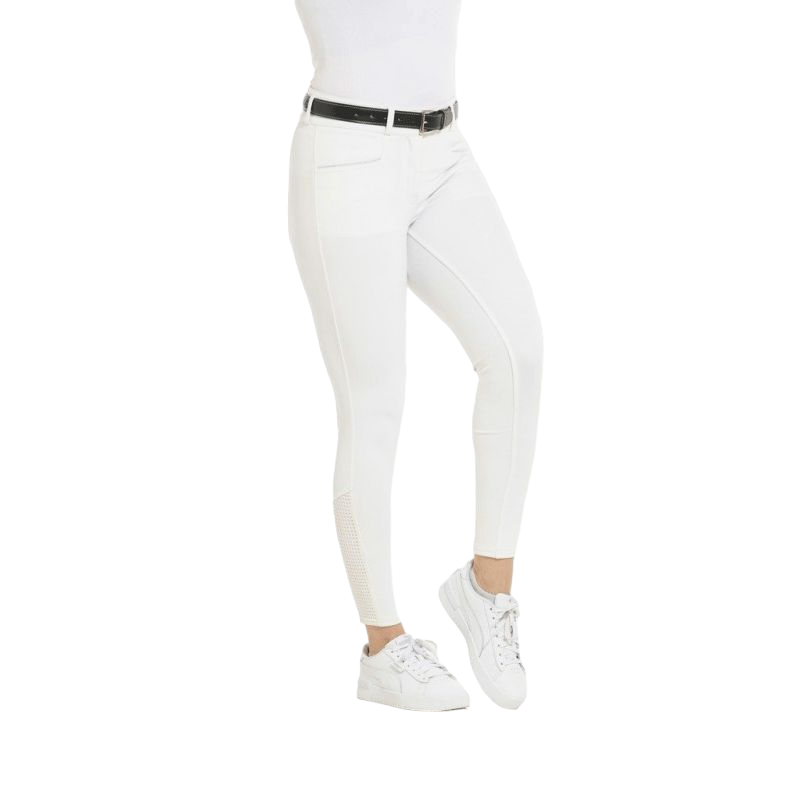 Equithème - Pantalon d'équitation full grip femme Claudine blanc | - Ohlala