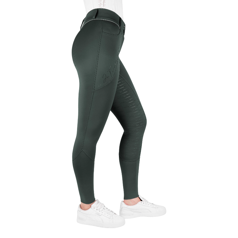 Equithème - Pantalon d'équitation femme Elsa Je t'aime kaki | - Ohlala