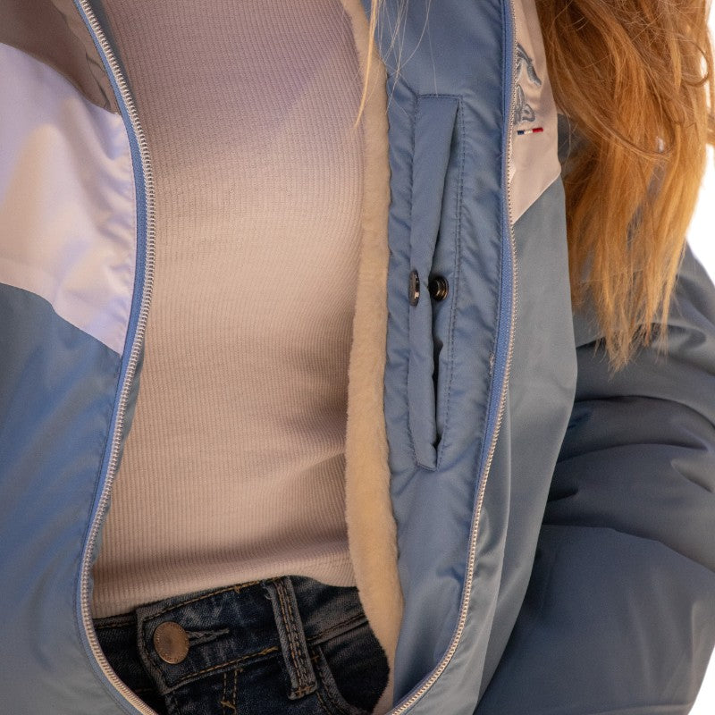 Pénélope - Blouson à capuche Lecciblock bleu artic