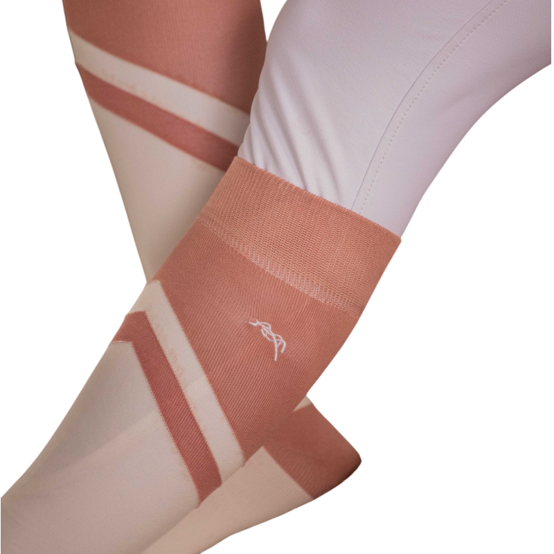 Pénélope - Chaussettes d'équitation Fun rose/ blanc x2 | - Ohlala
