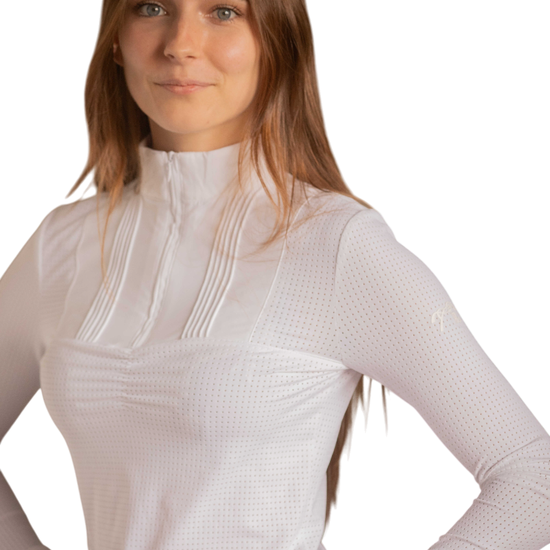 Pénélope - Polo de concours manches longues femme Florence blanc | - Ohlala