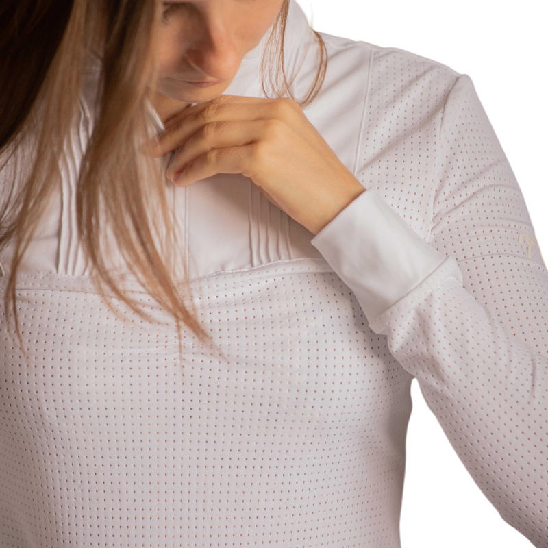 Pénélope - Polo de concours manches longues femme Florence blanc | - Ohlala