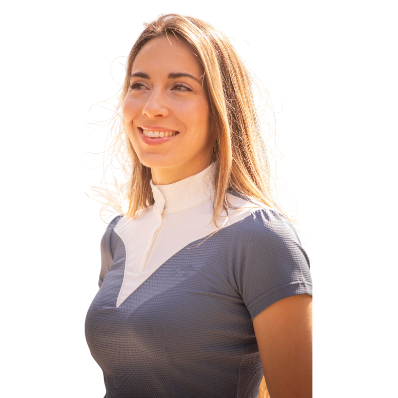 Pénélope - Polo de concours manches courtes femme Las Honey bering sea | - Ohlala