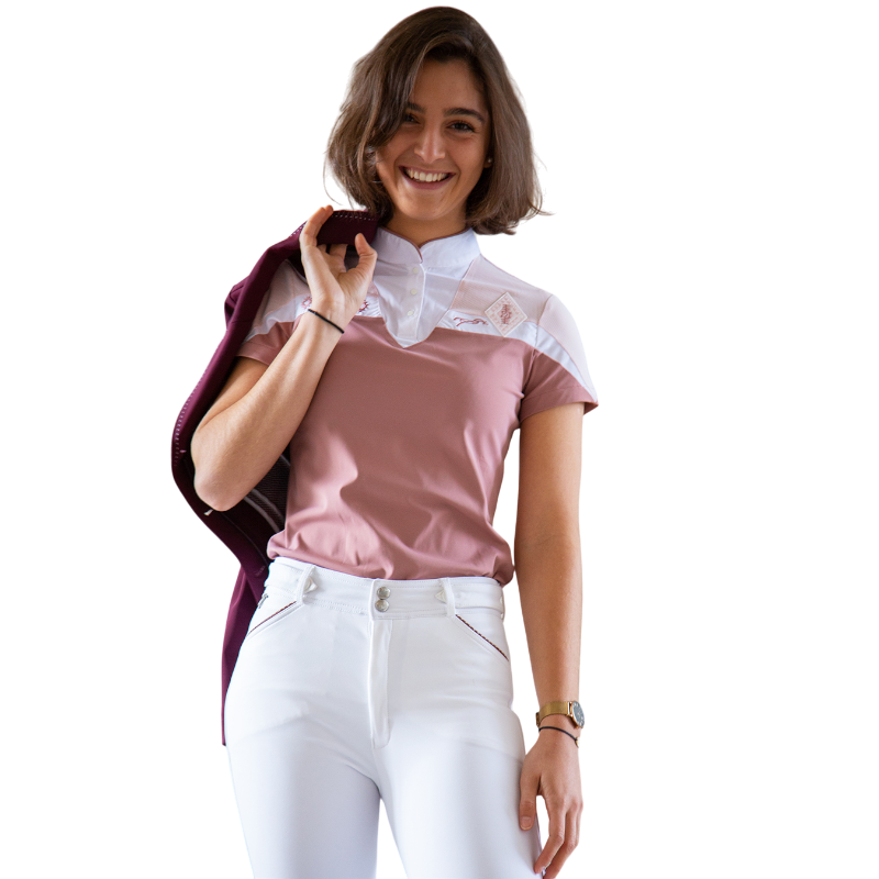 Pénélope - Polo manches courtes femme Indyshow rose