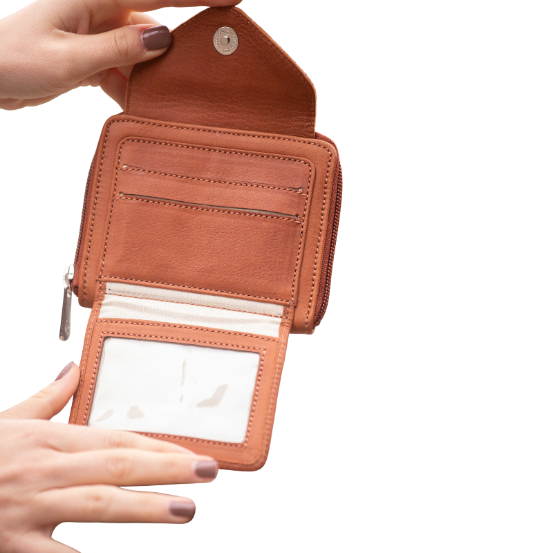 Pénélope - Porte monnaie Clémence cognac glitter | - Ohlala