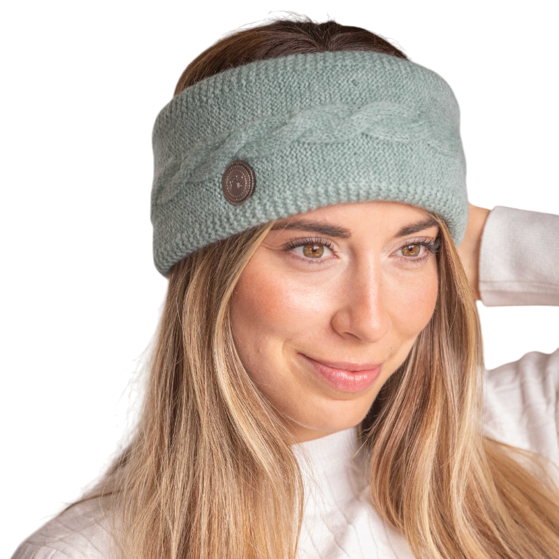 Pénélope - Bandeau tricoté femme Mel vert sauge | - Ohlala