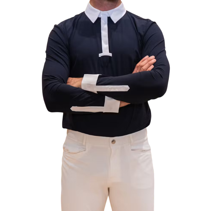 Kentucky Horsewear - Polo de concours manches longues homme Classic marine | - Ohlala