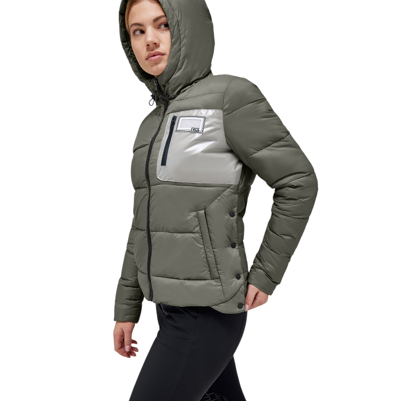 RG Italy - Doudoune manches longues femme Hooded Puffer vert kaki | - Ohlala