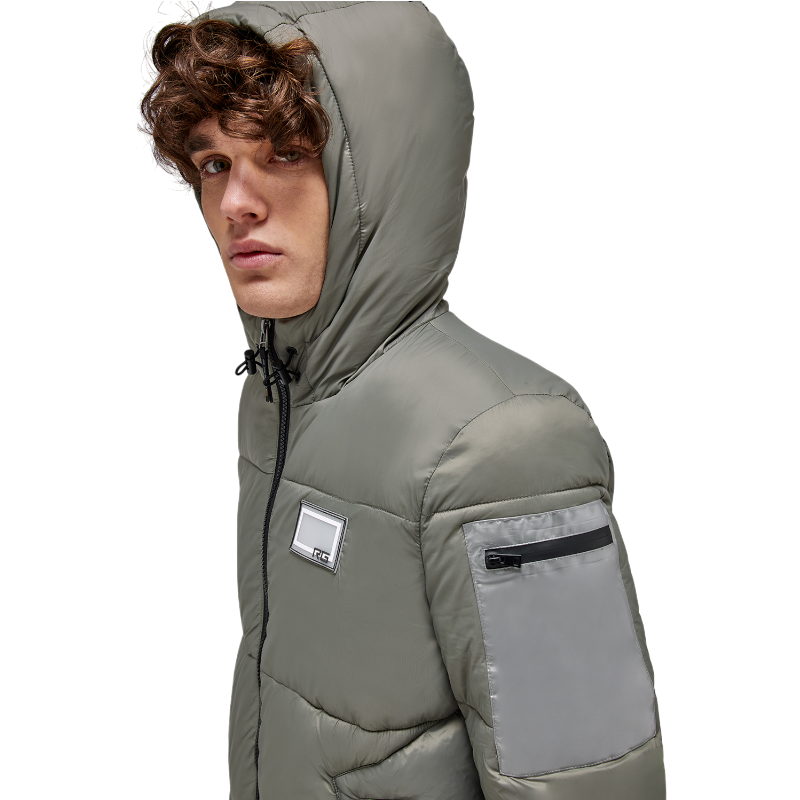 RG Italy - Doudoune manches longues homme Hooded Puffer vert kaki | - Ohlala