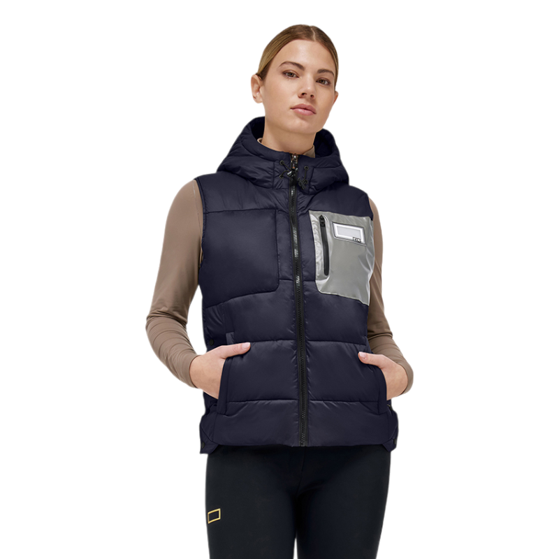 RG Italy - Doudoune sans manches femme Hooded Puffer marine | - Ohlala