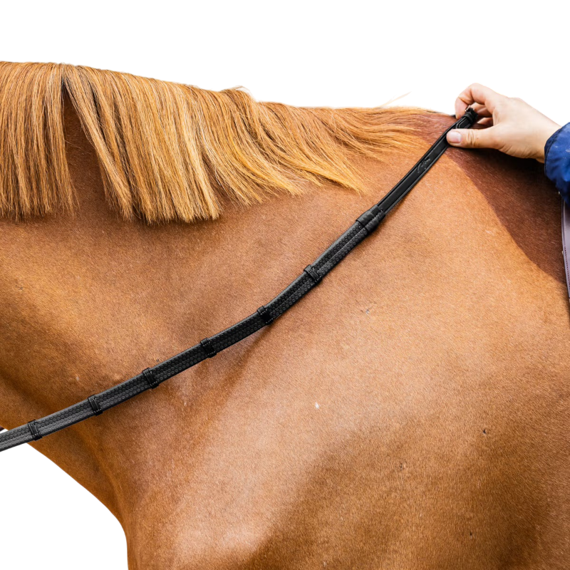 Dyon - Rênes caoutchouc 5/8 avec arrêtoirs et mousqueton Working noir