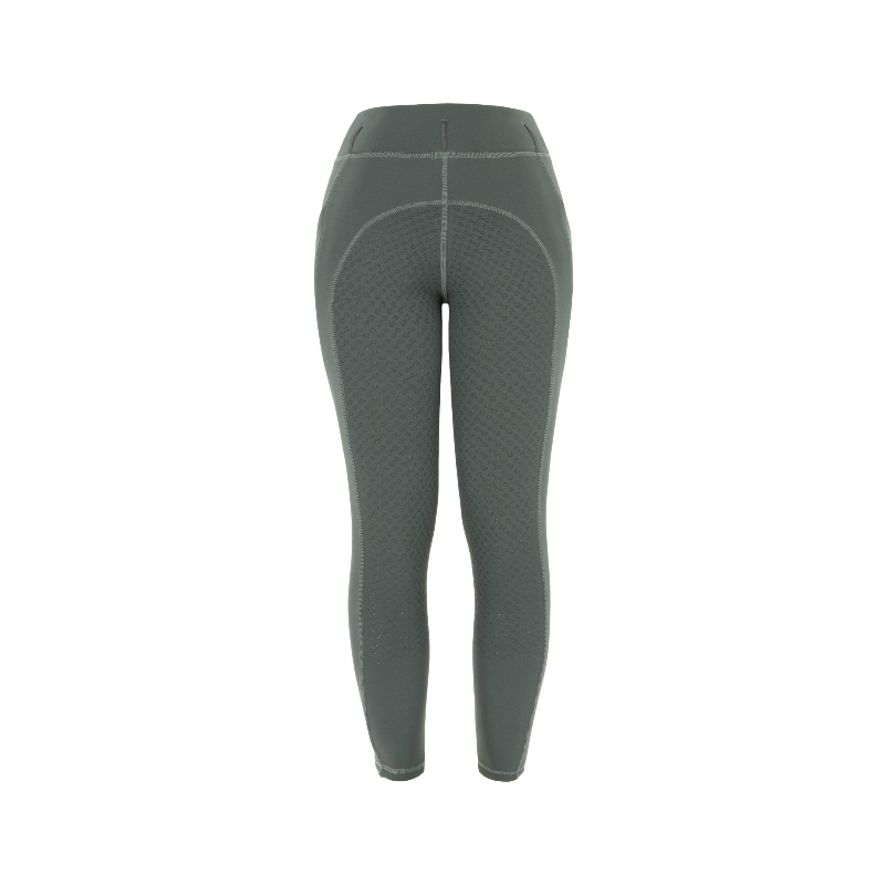 Riding World - Legging d'équitation polaire enfant Volga gris/ vert | - Ohlala