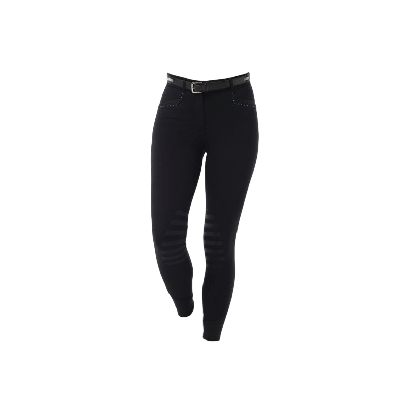 Equithème - Pantalon d'équitation enfant Safir noir/ bleu | - Ohlala