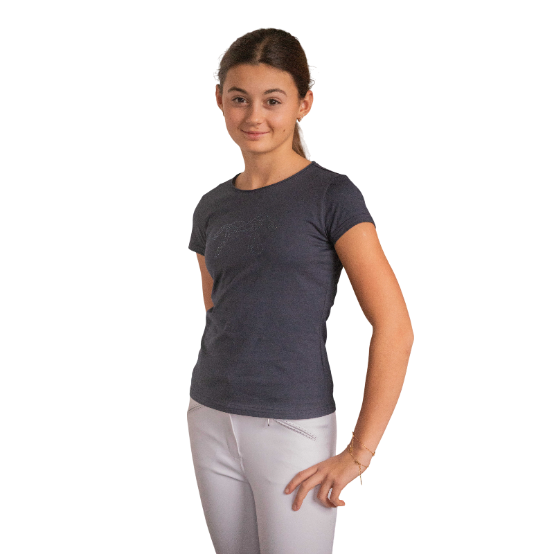 Eden by Pénélope - T-shirt manches courtes enfant Iconic Strass marine | - Ohlala