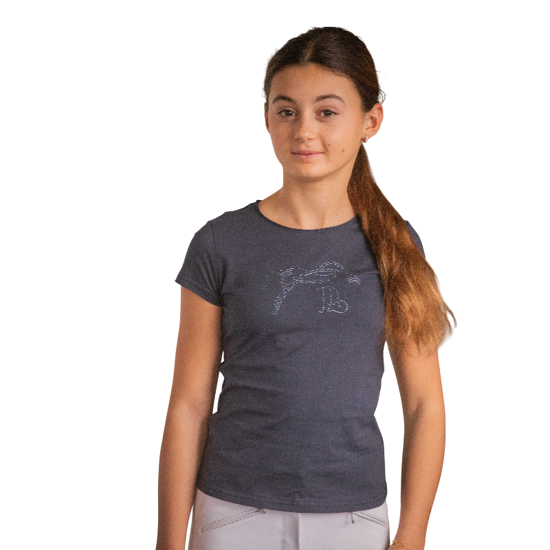 Eden by Pénélope - T-shirt manches courtes enfant Iconic Strass marine | - Ohlala