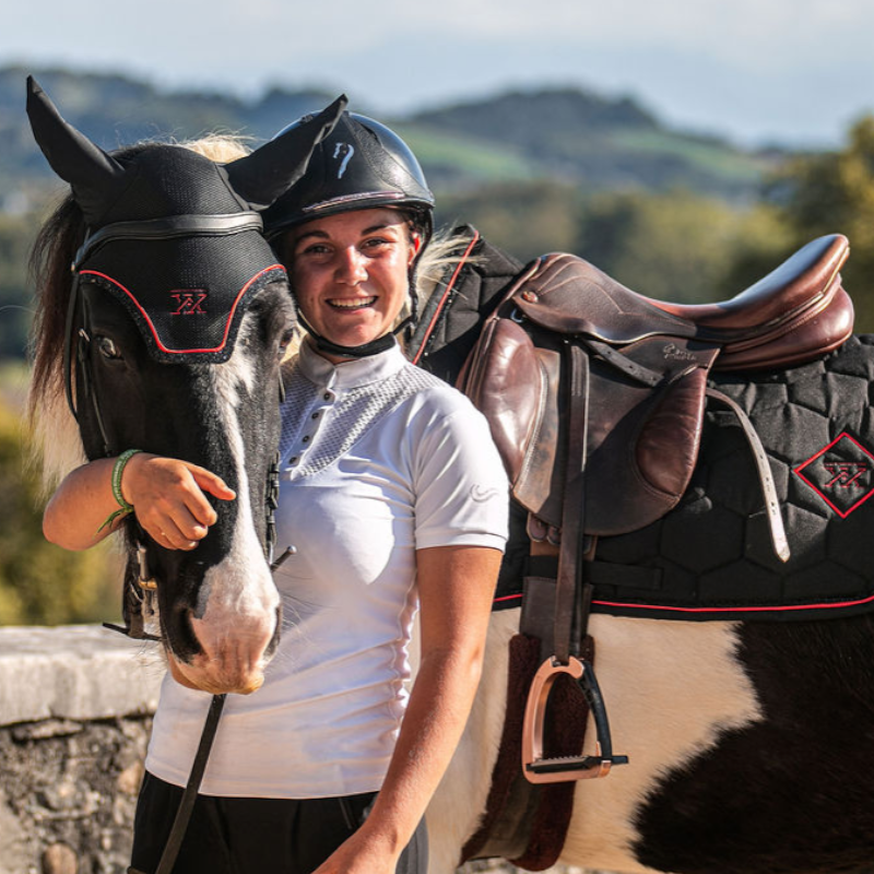 Oxxer - Tapis de selle Accent noir/ rouge | - Ohlala