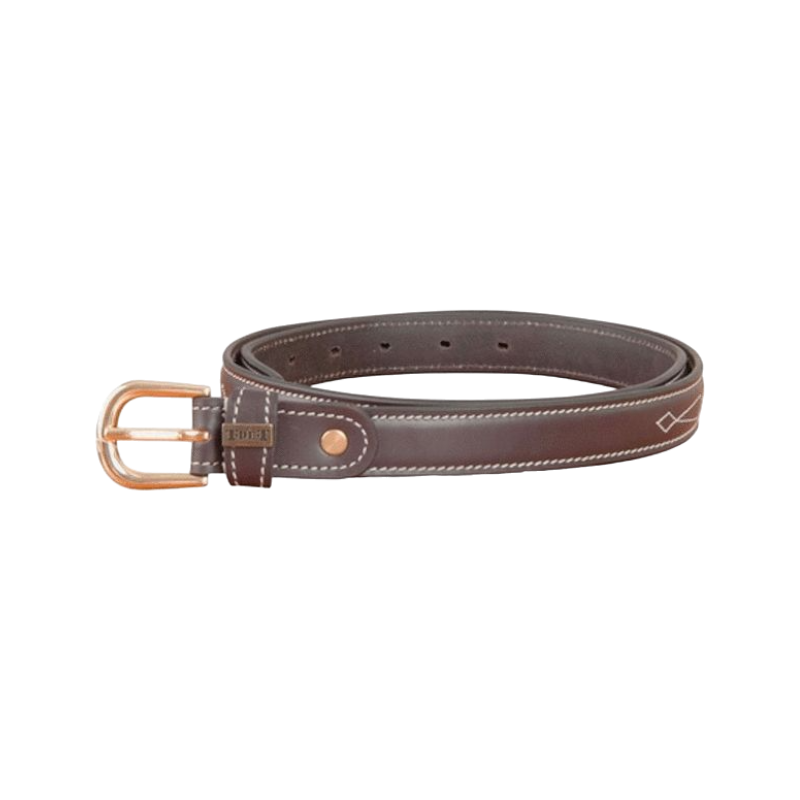 TdeT - Ceinture cuir surpiquée havane foncé