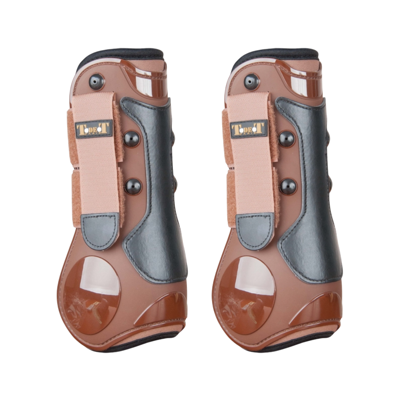 TdeT - Guêtres ouvertes coques et cuir marron/ noir